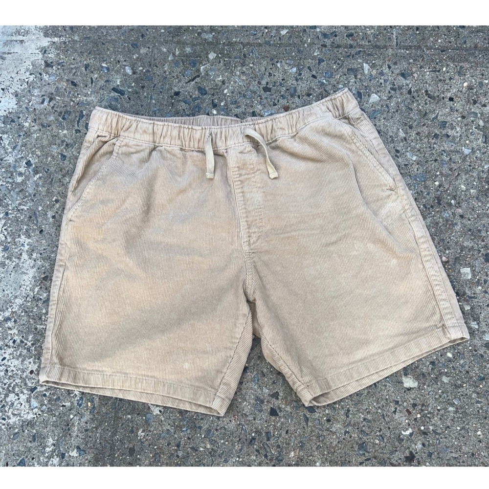 Katin Mens Corduroy Shorts Tan Khaki Elastic Waist Drawstring Stretch XL - Picture 1 of 11